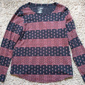 Sonoma - Size Small - Black and Red Patterned Long Sleeve Top